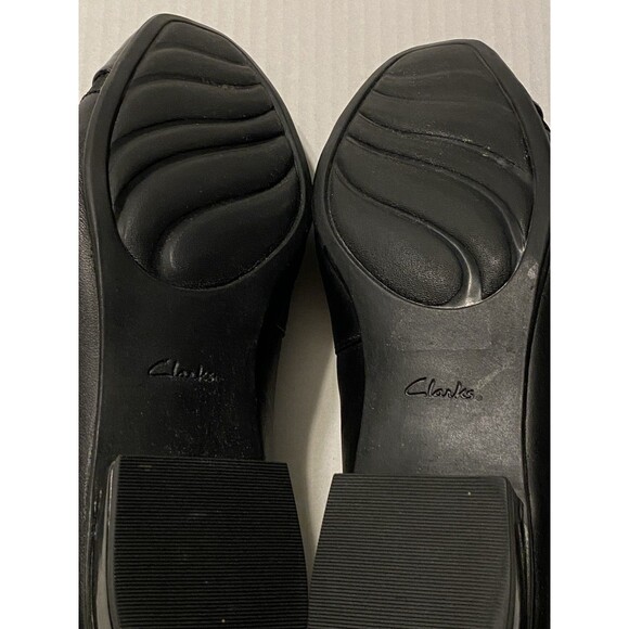 Clarks Collection Juliet Monte  Size 8 Black Leather Ballet Flat Shoes Flats - Picture 9 of 12